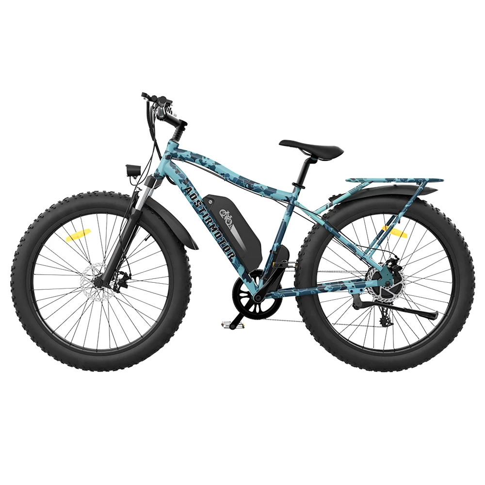 Cheap โ AOSTIRMOTOR S07-F Electric Bike 26*4.0'' Fat Tire 48V 13Ah Battery 750W Motor 7 Speed Shimano Gear - Ocean Blue Camo ๐ - Image 2