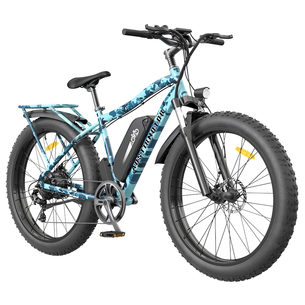 Cheap โ AOSTIRMOTOR S07-F Electric Bike 26*4.0'' Fat Tire 48V 13Ah Battery 750W Motor 7 Speed Shimano Gear - Ocean Blue Camo ๐ - Image 4