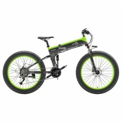 Budget ๐ BEZIOR X1000 Folding Electric Bike Bicycle Panasonic 48V 12.8Ah Battery 1000W Motor 26 inch Fat Tire Aluminum Alloy Frame Shimano 27-speed Shift Max Speed 40km/h IP54 100KM Power-assisted mileage Range LCD Display IP54 waterproof - Black Green ๐