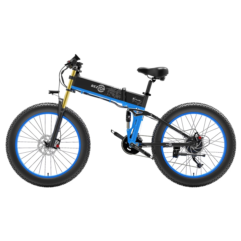 Best reviews of β¨ BEZIOR X-PLUS Electric Bike 1500W Motor 48V 17.5Ah Battery 26*4.0 Inch Fat Tire Mountain Bike 40Km/h Max Speed 200kg Load 130KM Range LCD Display IP54 Wateroroof - Blue π - Image 3