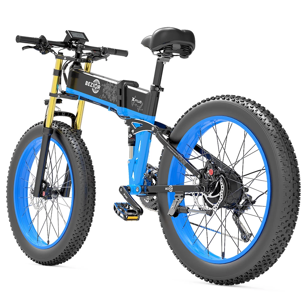 Best reviews of β¨ BEZIOR X-PLUS Electric Bike 1500W Motor 48V 17.5Ah Battery 26*4.0 Inch Fat Tire Mountain Bike 40Km/h Max Speed 200kg Load 130KM Range LCD Display IP54 Wateroroof - Blue π - Image 5
