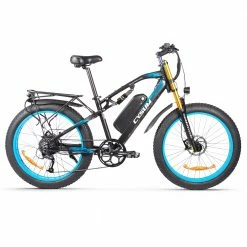 Wholesale 🔥 CYSUM M900 Fat Tire Electric Bike 48V 1000W Brushless Gear Motor 17Ah Removable Battery for 50-70 Range - Black-Blue ⭐