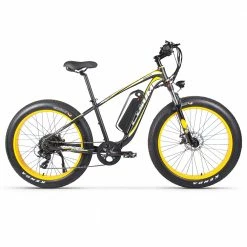 Best Pirce 🤩 CYSUM M980 Fat Tire Electric Bike 48V 1000W Brushless Motor 17Ah Removable Battery for 50-70 Range - Black-Yellow ❤️