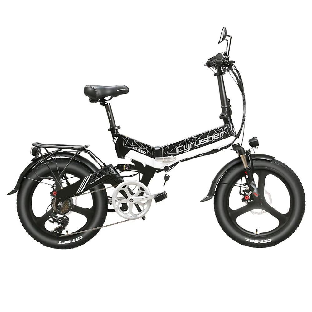 Flash Sale π₯° Cyrusher XF590 Folding Electric Bike 500W 48V 10 Ah Battery 7 Speed City E-bike - White π
