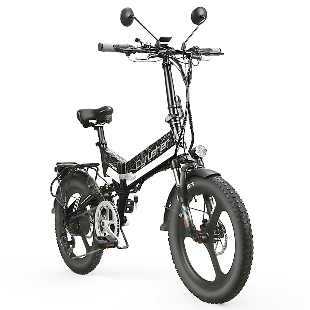 Flash Sale π₯° Cyrusher XF590 Folding Electric Bike 500W 48V 10 Ah Battery 7 Speed City E-bike - White π - Image 2