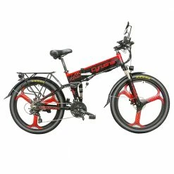 Cheapest 🎉 Cyrusher XF770 Folding Electric Bike 500W 48V 10 Ah Hidden Battery 7 Speed Mountain E-bike - Red 🛒