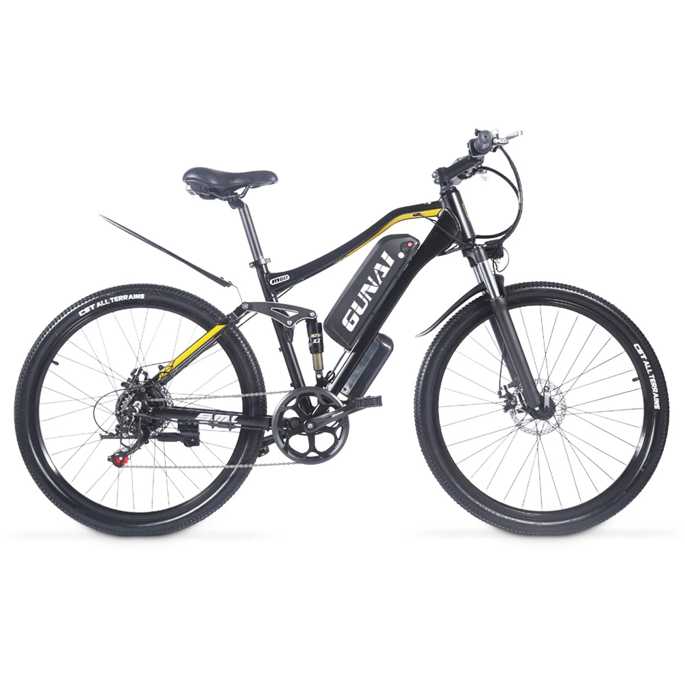 Hot Sale ๐ GUNAI M60 500W 48V 15Ah 27*1.95'' Electric Bicycle 35km/h Max Speed 35-45km Mileage Range 120kg Max Load - Black โจ