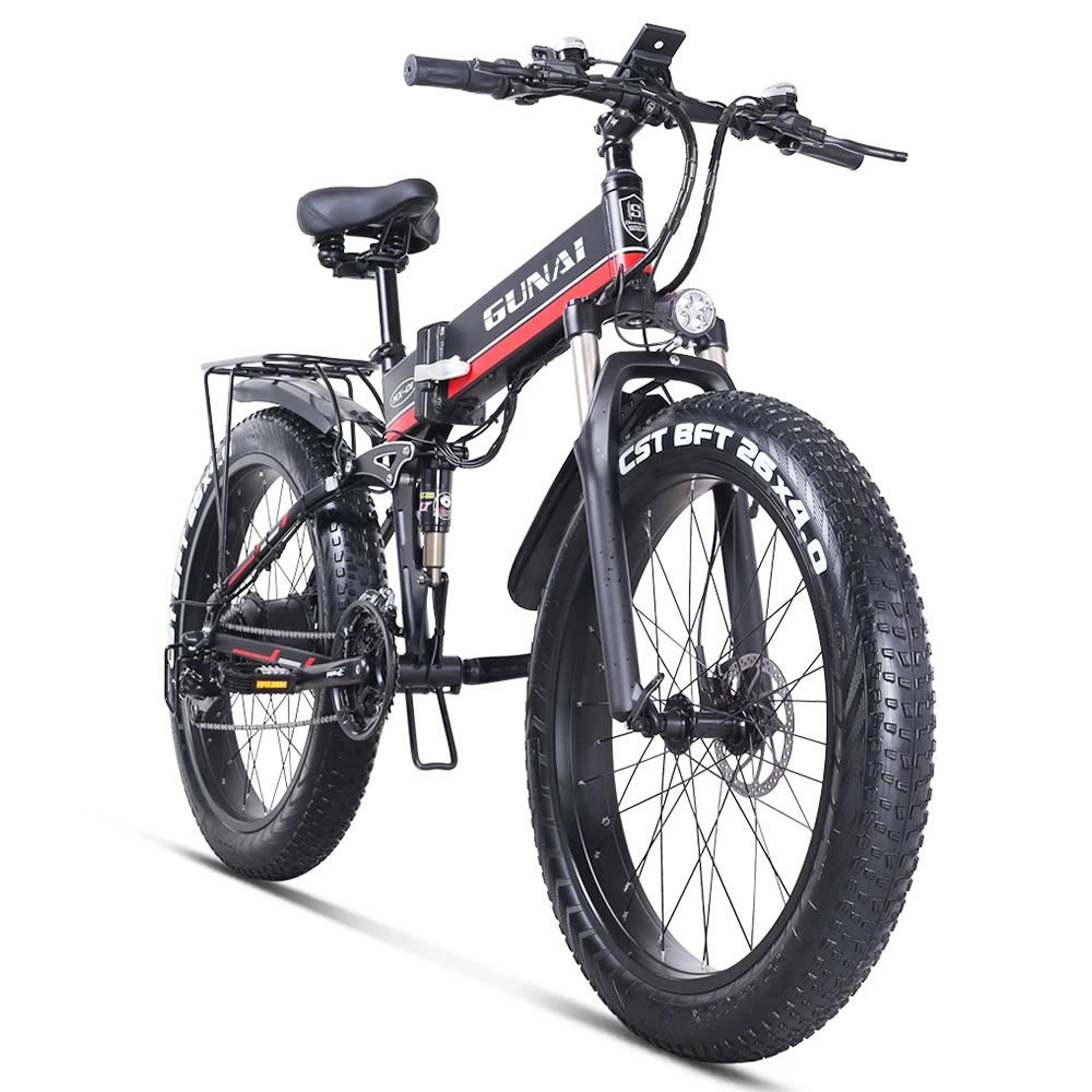 Outlet 💯 GUNAI MX01 1000W 48V 12.8Ah 26'' Electric Bicycle 40km/h Max Speed 40-50km Mileage Range 150kg Max Load - Red ❤️ - Image 3