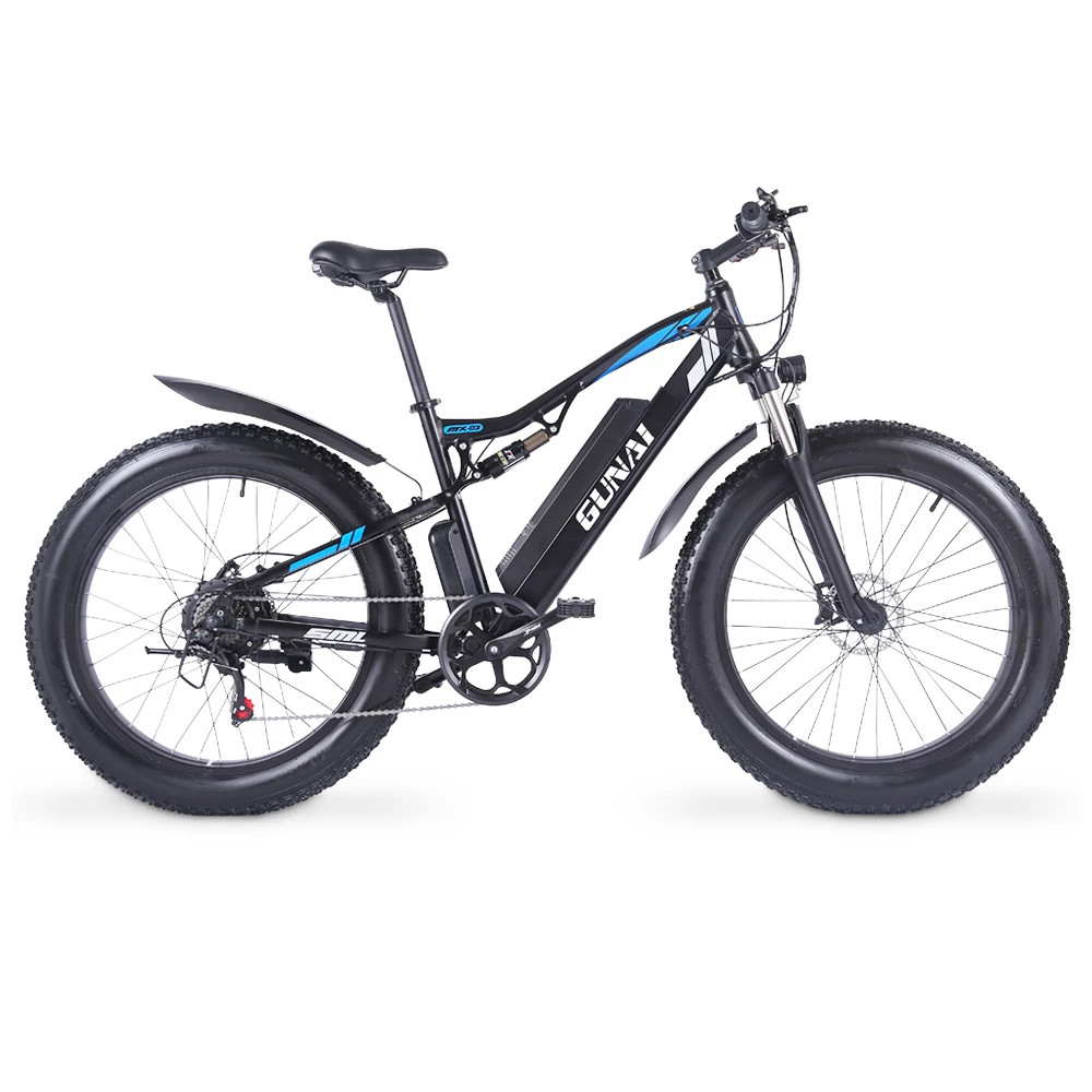 Best Sale ๐ GUNAI MX03 Electric Bicycle 1000W 48V 17Ah Battery 26*4.0 Inch Fat Tires Mountain Bike 40Km/h Max Speed 40-50KM Mileage Range 150KG Max Load Double Dics Brake - Black ๐คฉ