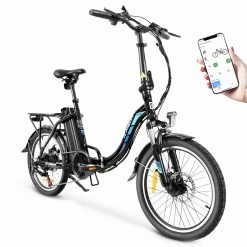 Best deal ๐ฅ KAISDA K7 Folding Electric Moped Bike 20*1.95 Inch Tire 350W Motor 25-28Km/h Max Speed Mountain Bicycle SHIMANO 21-Speed APP Control - Black ๐