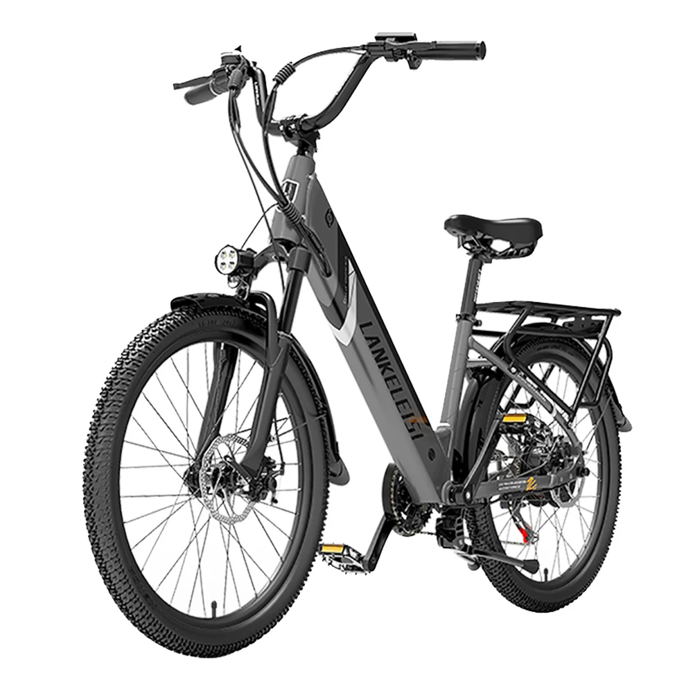 Brand new โญ LANKELEISI ES500PRO Electric Bike 500W Motor 48V 16Ah Battery 24'' Tire 32km/h Max Speed Shimano 7 Speed Gear - Grey โญ - Image 2