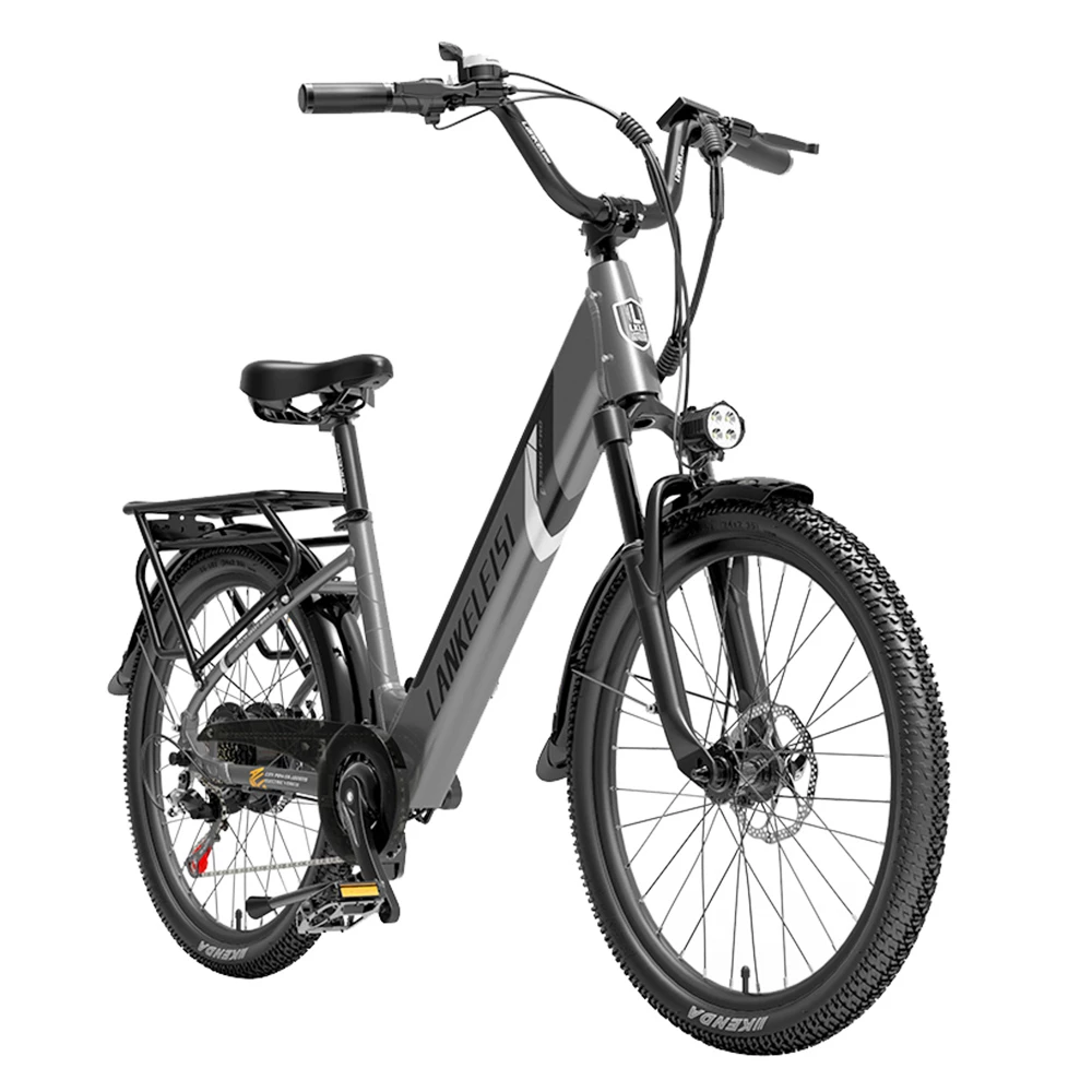 Brand new โญ LANKELEISI ES500PRO Electric Bike 500W Motor 48V 16Ah Battery 24'' Tire 32km/h Max Speed Shimano 7 Speed Gear - Grey โญ - Image 3