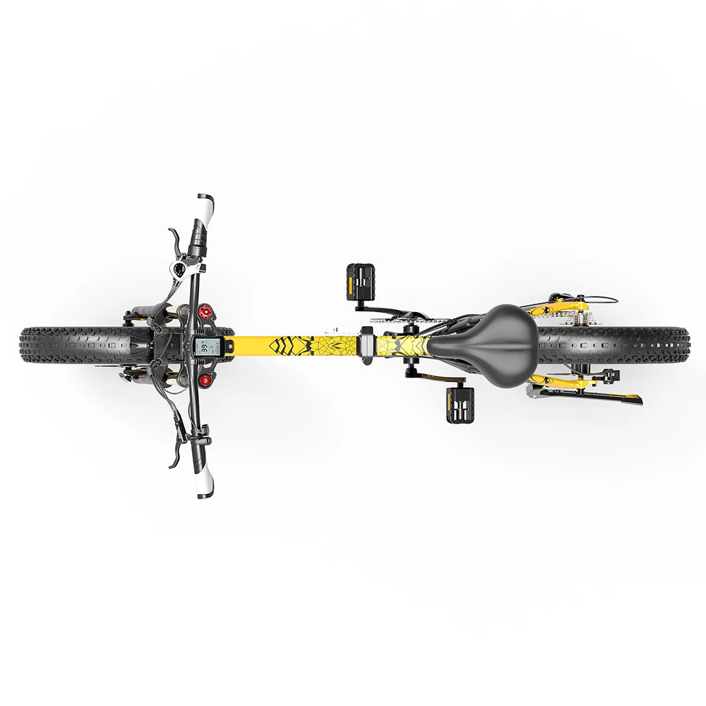 New β€οΈ LANKELEISI X3000 Plus Folding Electric Mountain Bike Big Fork 20*4.0 Inch Fat Tires 48V 1000W Motor 17.5Ah Battery 43Km/h Max Speed Shimano 7-Speed Gear IP54 Waterproof - Black & Yellow 𧨠- Image 3