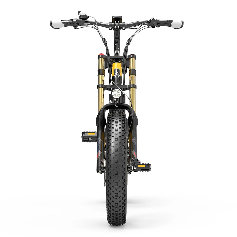 New β€οΈ LANKELEISI X3000 Plus Folding Electric Mountain Bike Big Fork 20*4.0 Inch Fat Tires 48V 1000W Motor 17.5Ah Battery 43Km/h Max Speed Shimano 7-Speed Gear IP54 Waterproof - Black & Yellow 𧨠- Image 4