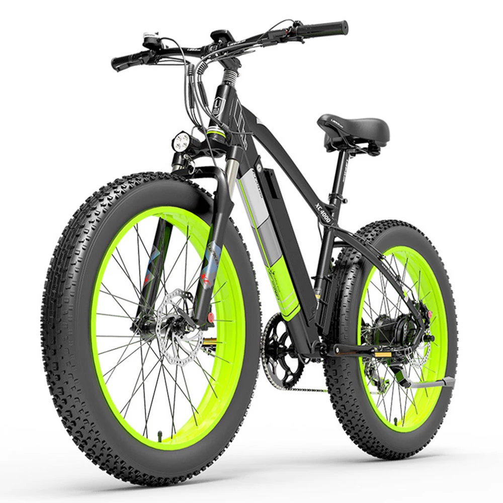 Best deal ๐ฅ LANKELEISI XC4000 Electric Bike 26*4.0 Inch Fat Tires 1000W Motor 40Km/h Max Speed 48V 17.5Ah Battery Shimano 7 Speed 120Km Range 180Kg Max Load - Green โ๏ธ - Image 3
