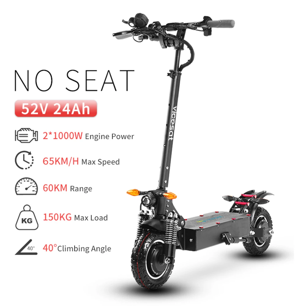 Best deal ⭐ Vicesat VS04 Electric Scooter 10 Inch 2*1000W Motor 52V 24Ah Battery 65Km/h Max Speed 60Km Range 150KG Max Load 🤩 - Image 2