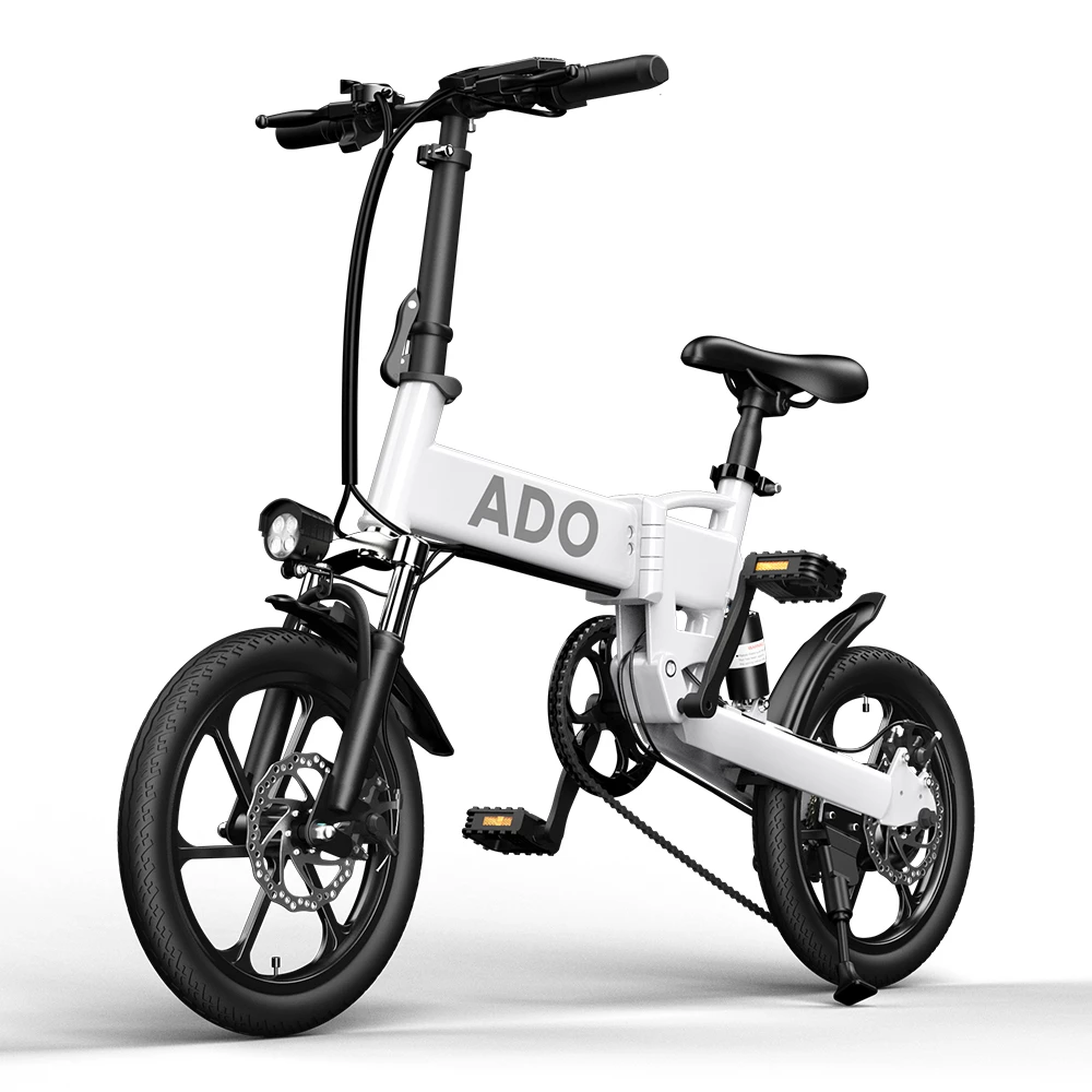 Best deal 🥰 ADO A16 Electric Folding Bike 16 inch City Bicycle 350W Hall Brushless Motor SHIMANO 7-Speed Rear Derailleur 36V 7.8Ah Removable Battery 35km/h Max speed up to 35km Max Range IPX5 Double Shock-absorption Aluminum alloy Frame 16*1.95 Tires - White ❤️ - Image 6
