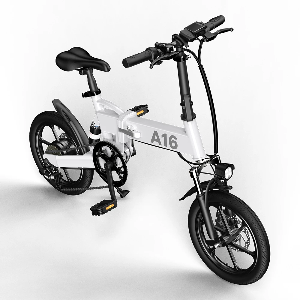 Best deal 🥰 ADO A16 Electric Folding Bike 16 inch City Bicycle 350W Hall Brushless Motor SHIMANO 7-Speed Rear Derailleur 36V 7.8Ah Removable Battery 35km/h Max speed up to 35km Max Range IPX5 Double Shock-absorption Aluminum alloy Frame 16*1.95 Tires - White ❤️ - Image 4
