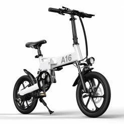 Best deal ๐ฅฐ ADO A16 Electric Folding Bike 16 inch City Bicycle 350W Hall Brushless Motor SHIMANO 7-Speed Rear Derailleur 36V 7.8Ah Removable Battery 35km/h Max speed up to 35km Max Range IPX5 Double Shock-absorption Aluminum alloy Frame 16*1.95 Tires - White โค๏ธ