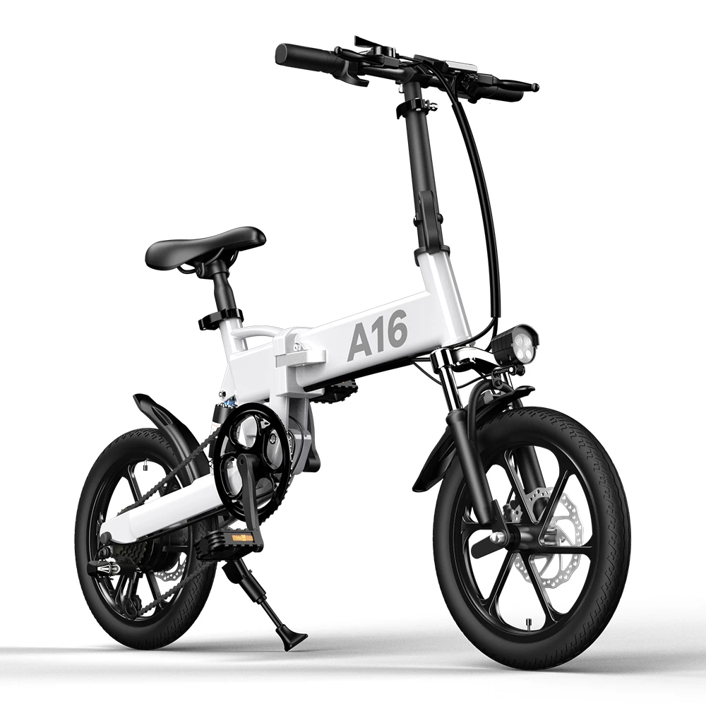 Best deal 🥰 ADO A16 Electric Folding Bike 16 inch City Bicycle 350W Hall Brushless Motor SHIMANO 7-Speed Rear Derailleur 36V 7.8Ah Removable Battery 35km/h Max speed up to 35km Max Range IPX5 Double Shock-absorption Aluminum alloy Frame 16*1.95 Tires - White ❤️