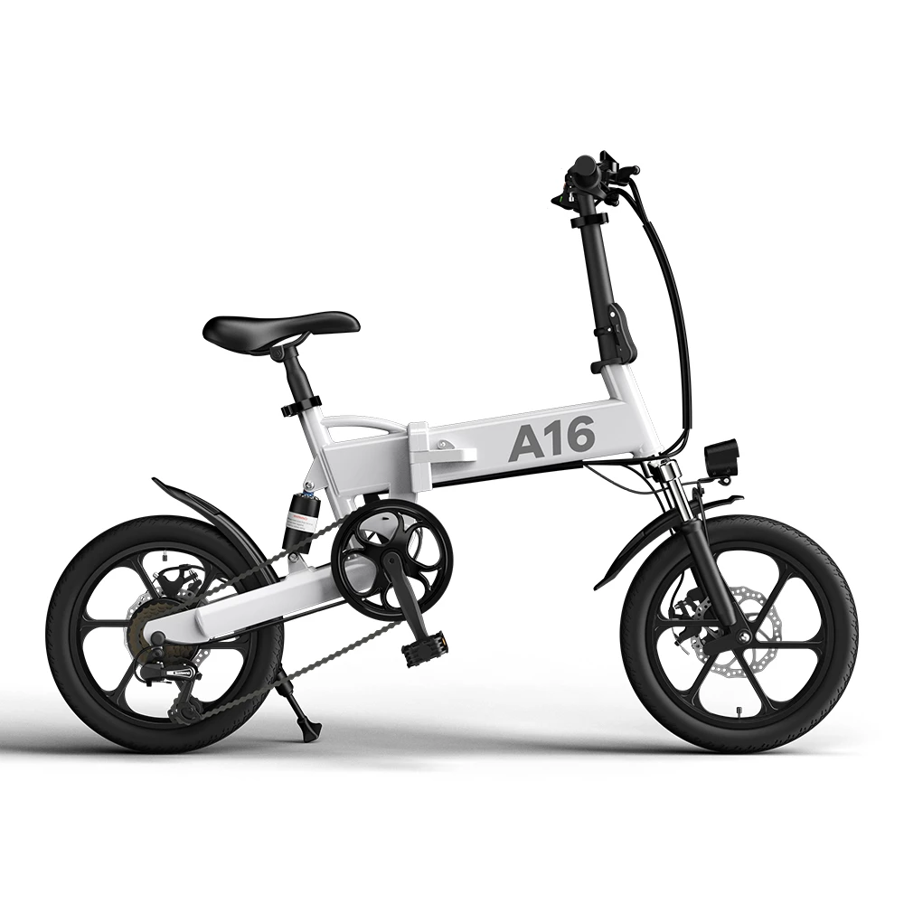 Best deal 🥰 ADO A16 Electric Folding Bike 16 inch City Bicycle 350W Hall Brushless Motor SHIMANO 7-Speed Rear Derailleur 36V 7.8Ah Removable Battery 35km/h Max speed up to 35km Max Range IPX5 Double Shock-absorption Aluminum alloy Frame 16*1.95 Tires - White ❤️ - Image 2
