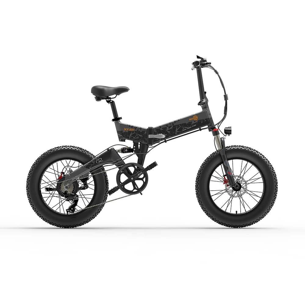 Brand new π BEZIOR XF200 Folding Electric Bike 48V 15Ah Battery 1000W Motor 20x4.0 inch Fat Tire Aluminum Alloy Frame Shimano 7-speed Shift Max Speed 40km/h 130KM Power-assisted mileage Range LCD Display IP54 Waterproof - Black β