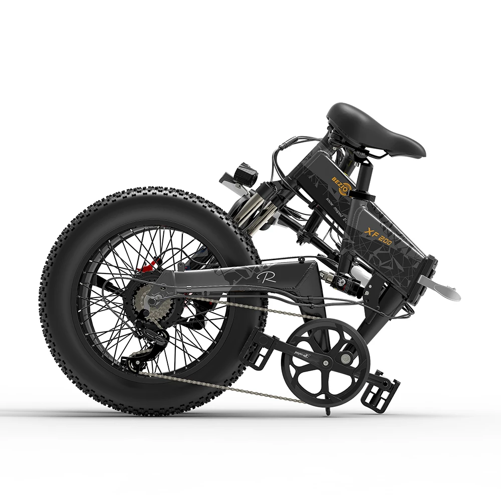 Brand new π BEZIOR XF200 Folding Electric Bike 48V 15Ah Battery 1000W Motor 20x4.0 inch Fat Tire Aluminum Alloy Frame Shimano 7-speed Shift Max Speed 40km/h 130KM Power-assisted mileage Range LCD Display IP54 Waterproof - Black β - Image 5