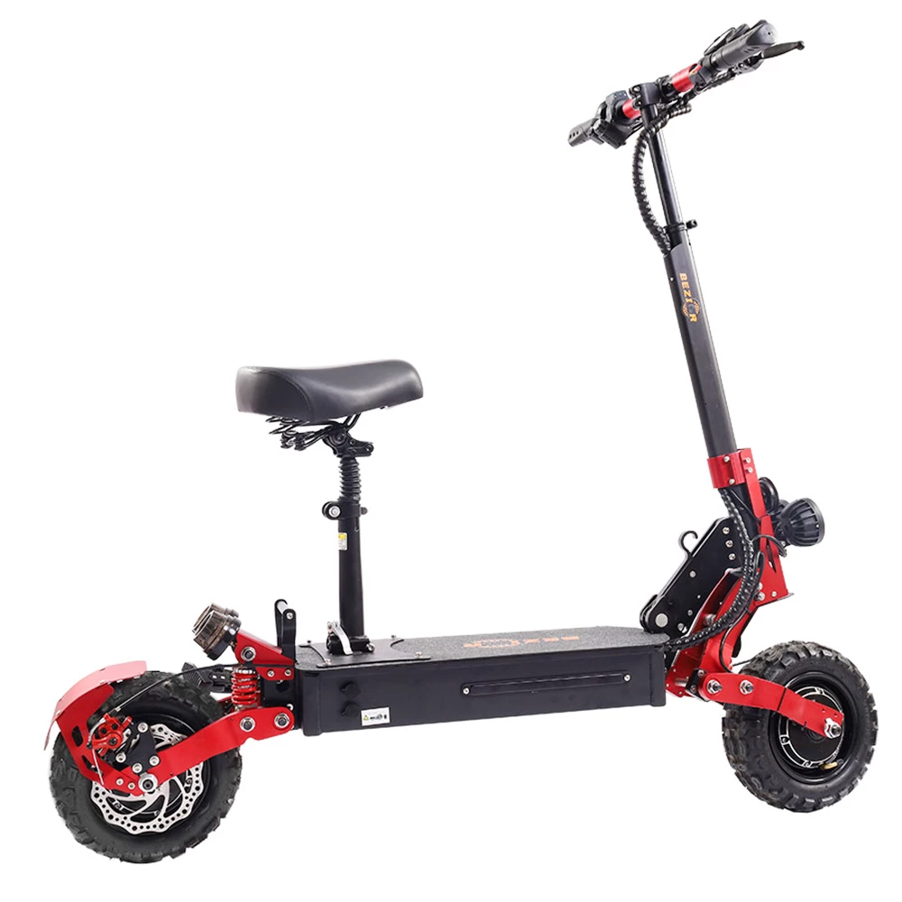 Cheapest π BEZIOR S2 Folding Electric Scooter 1200W*2 Dual Motor LCD Display Max 65Km/h 11 Inch Off-Road Tire 21Ah Battery up to 60km Range Dual Shock Mitigation Dual Disk Brake LED Light - Red βοΈ - Image 2