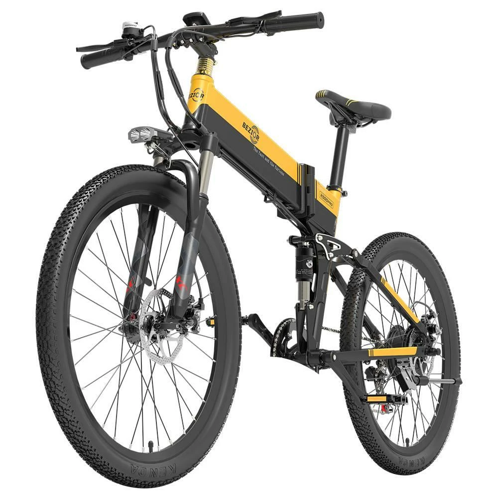 Coupon π₯ BEZIOR X500 Pro-FT Folding Electric Bike Bicycle 48V 10.4Ah Battery 500W Motor 26 inch Tire Aluminum Alloy Frame Shimano 7-speed Shift Max Speed 30km/h 100KM Power-assisted mileage Range LCD Display IP54 waterproof - Black Yellow π― - Image 2