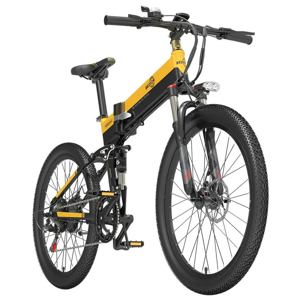Coupon π₯ BEZIOR X500 Pro-FT Folding Electric Bike Bicycle 48V 10.4Ah Battery 500W Motor 26 inch Tire Aluminum Alloy Frame Shimano 7-speed Shift Max Speed 30km/h 100KM Power-assisted mileage Range LCD Display IP54 waterproof - Black Yellow π― - Image 4