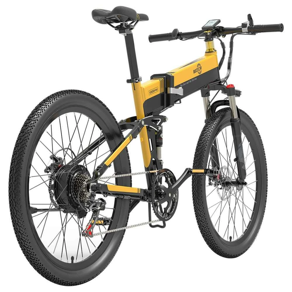 Coupon π₯ BEZIOR X500 Pro-FT Folding Electric Bike Bicycle 48V 10.4Ah Battery 500W Motor 26 inch Tire Aluminum Alloy Frame Shimano 7-speed Shift Max Speed 30km/h 100KM Power-assisted mileage Range LCD Display IP54 waterproof - Black Yellow π― - Image 3