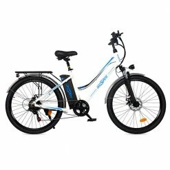 Brand new 🎉 ONESPORT BK1 Electric Bike 26 Inch Tires 36V 350W Motor 10Ah Battery 25Km/h Max Speed Shimano 7 Speed Gear Front Suspension and Dual Disc Brakes 120KG Max Load - White 🔥