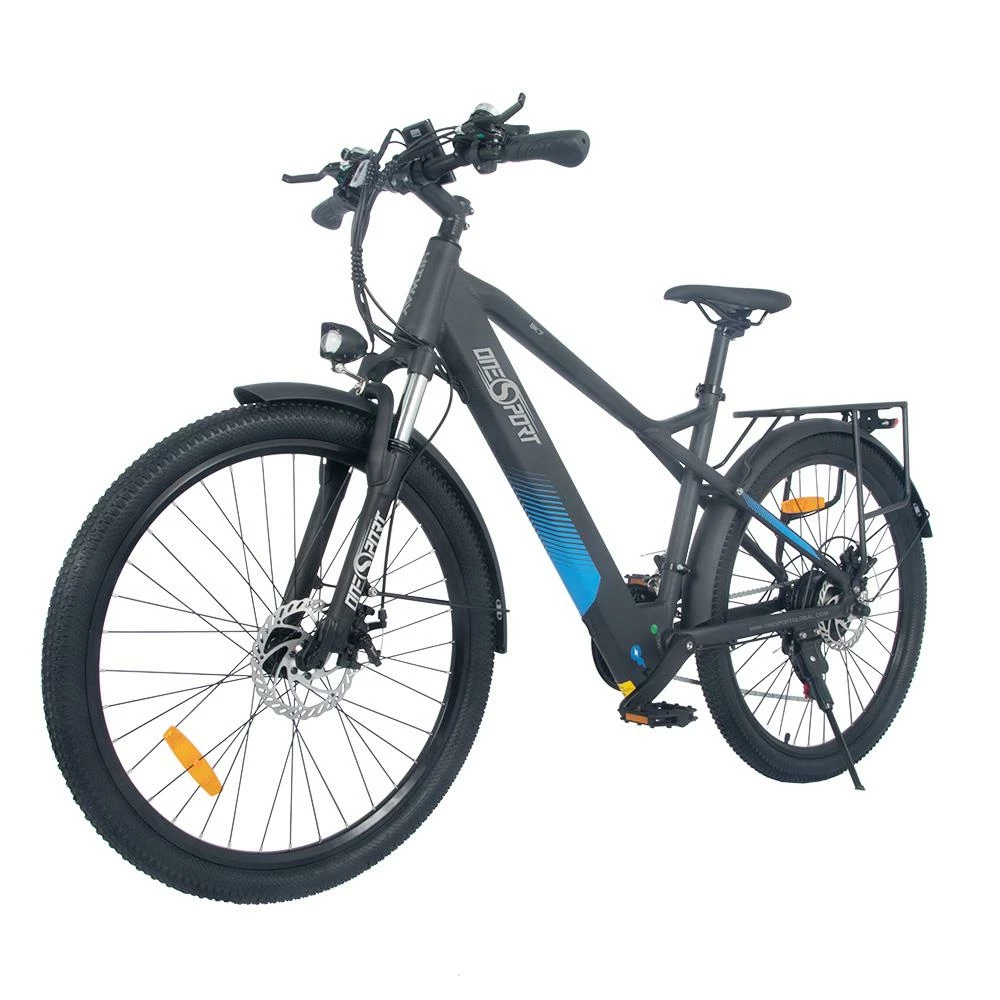 Cheapest π ONESPORT BK7 Electric Bike 48V 350W Motor 10Ah Battery Shimano 21 Speed Gear Front Suspension and Dual Disc Brakes - Black π