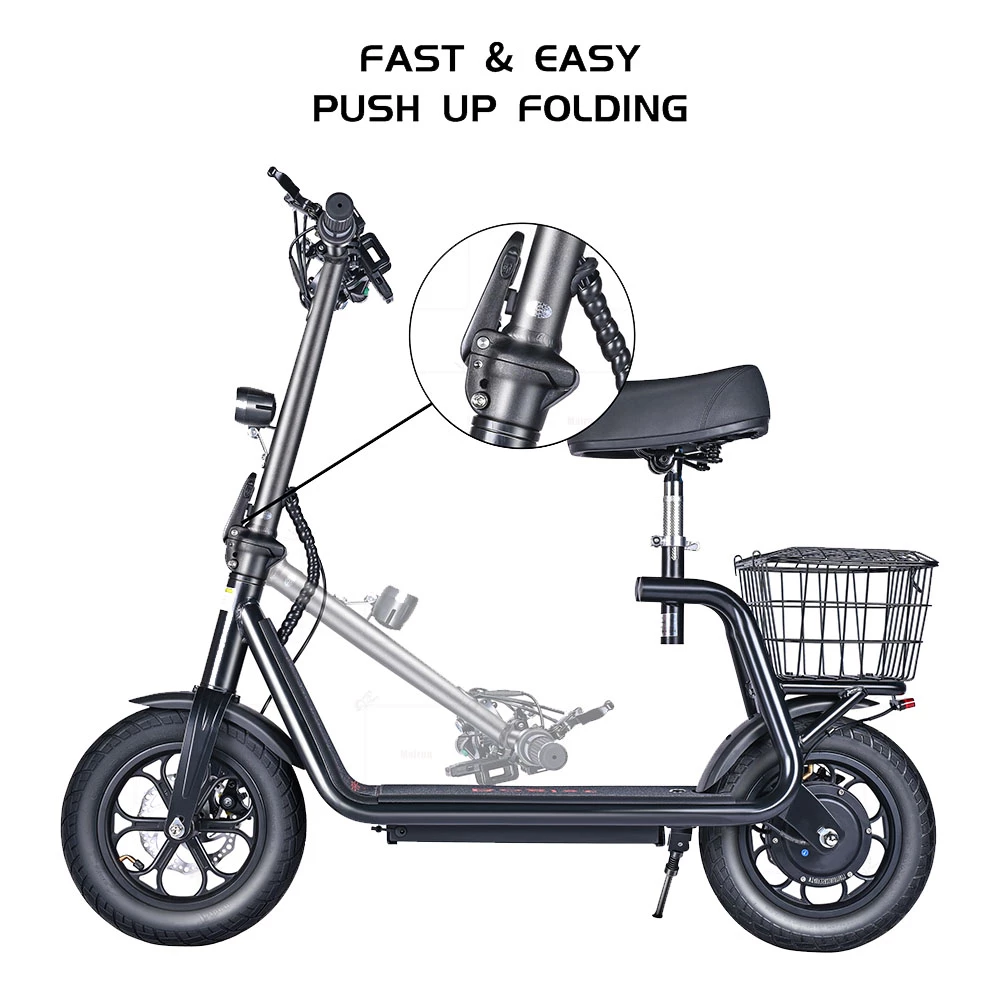 Promo β¨ BOGIST M5 Pro Folding Electric Scooter 12 Inch Pneumatic Tire 500W Motor Max Speed 40Km/h 48V 11Ah Battery Smart BMS Disc Brake 30-35KM Long Range with Seat - Black π - Image 3