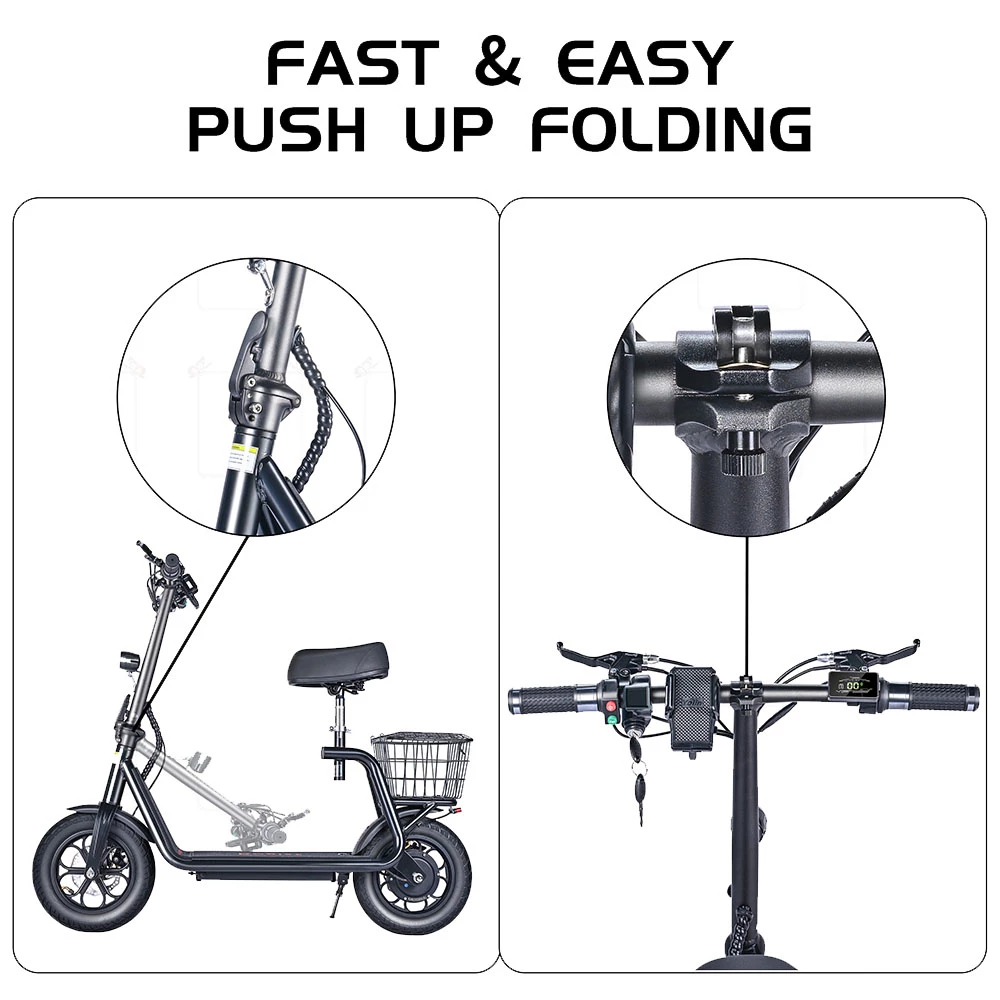 Promo β¨ BOGIST M5 Pro Folding Electric Scooter 12 Inch Pneumatic Tire 500W Motor Max Speed 40Km/h 48V 11Ah Battery Smart BMS Disc Brake 30-35KM Long Range with Seat - Black π - Image 5