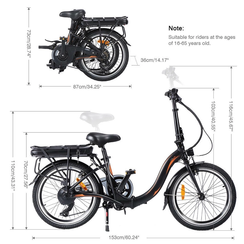 Coupon ❤️ FAFREES 20F054 250W Electric Bike 20 Inch Folding Frame 7-Speed Gears With Removable 10AH Battery LED light - Black 😀 - Image 4