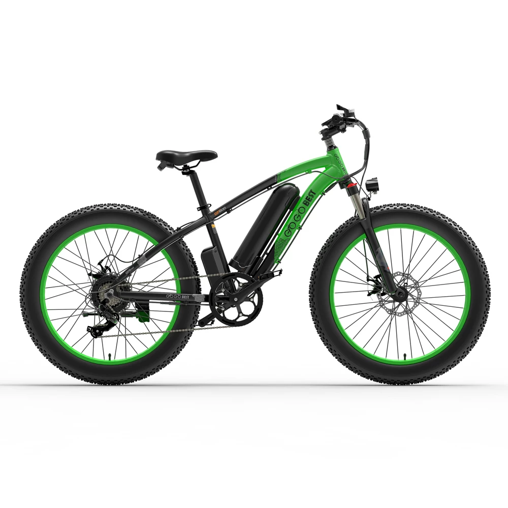 Coupon β¨ GOGOBEST GF600 Electric Bike 48V 13Ah Battery 1000W Motor 26x4.0 inch Fat Tire Aluminum Alloy Frame Shimano 7-speed Shift Max Speed 40km/h 110KM Power-assisted mileage Range LCD Display IP54 Waterproof - Black Green π - Image 2