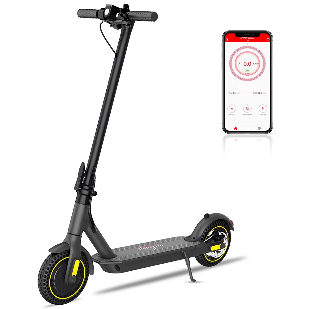 Buy π HappyRun HR365 MAX Folding Electric Scooter 10 inch Honeycomb Tire 10.4Ah Battery 350W Brushless Motor 25km/h Max Speed up to 35KM Range Electronic + Disc Brake - Black π