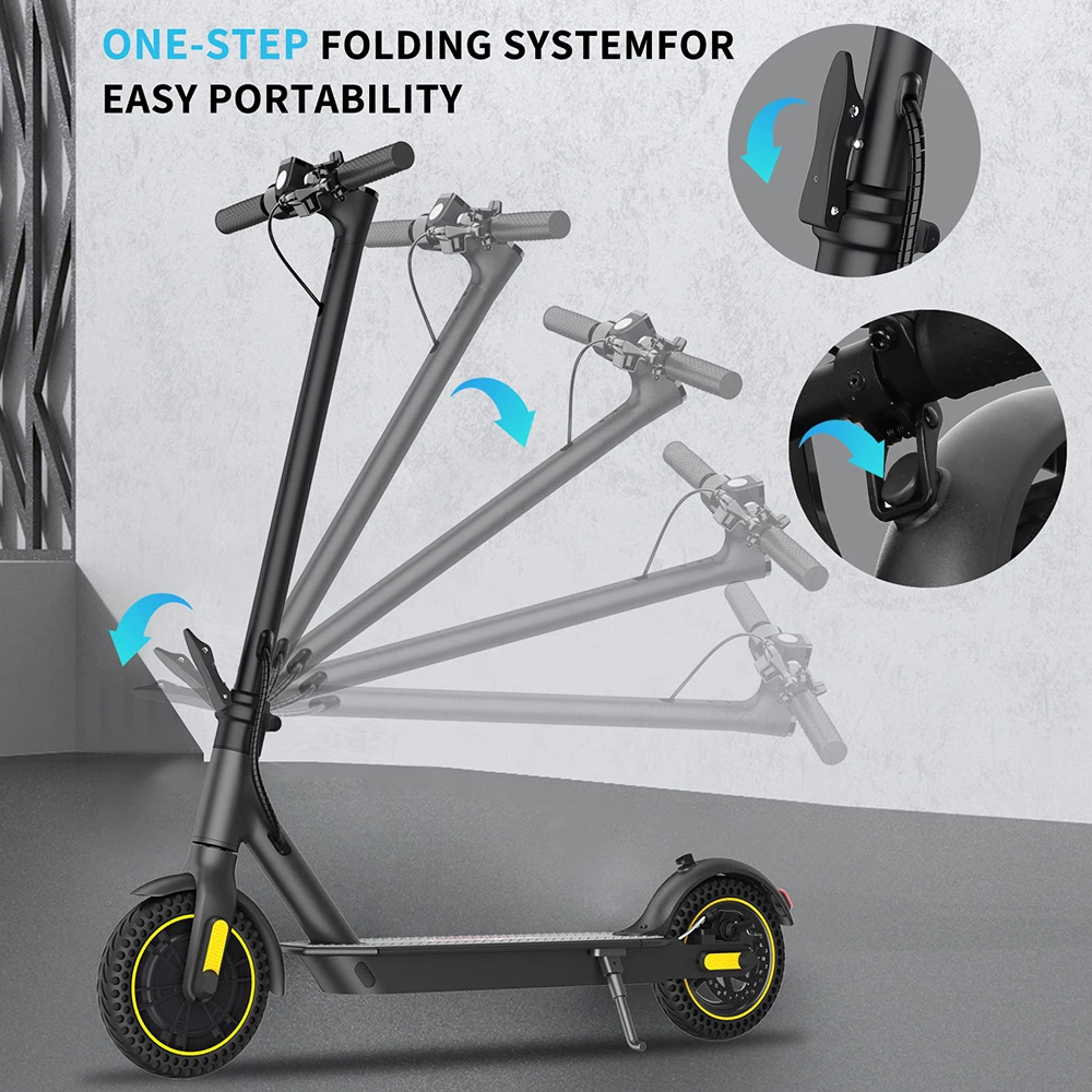 Buy π HappyRun HR365 MAX Folding Electric Scooter 10 inch Honeycomb Tire 10.4Ah Battery 350W Brushless Motor 25km/h Max Speed up to 35KM Range Electronic + Disc Brake - Black π - Image 6