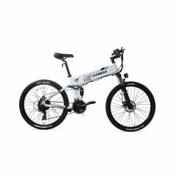 Best Sale 🔥 KAISDA K1 26 inch Folding Electric Moped Folding Bike Mountain Bicycle 500W Motor SHIMANO 7-Speeds Derailleur LCD Display 10.4Ah Battery Max Speed 30km/h Aluminum alloy Frame - White 🤩