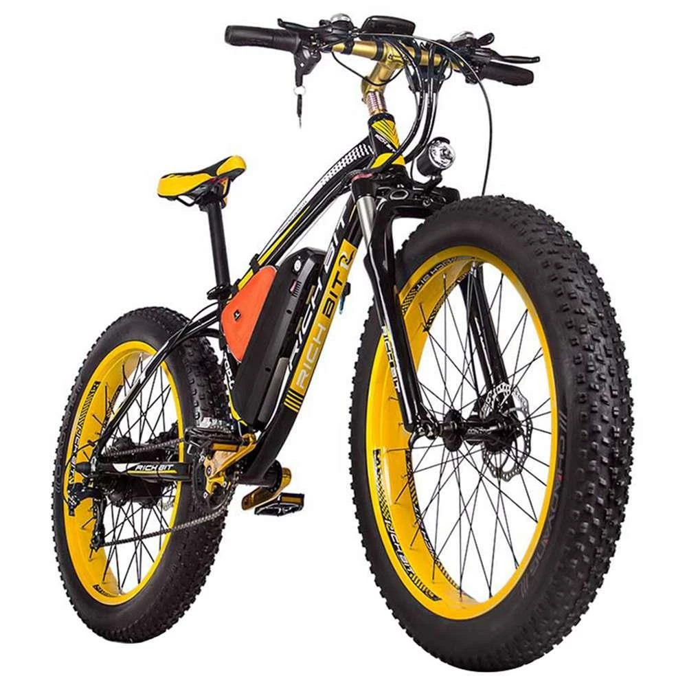 Outlet ๐ฅ RICH BIT TOP-022 Electric Mountain Bike 26'' Tires 1000W Motor 35km/h Max Speed Up To 60km Range Dual Disc Brake LCD Display - Black Yellow ๐ฅ - Image 2